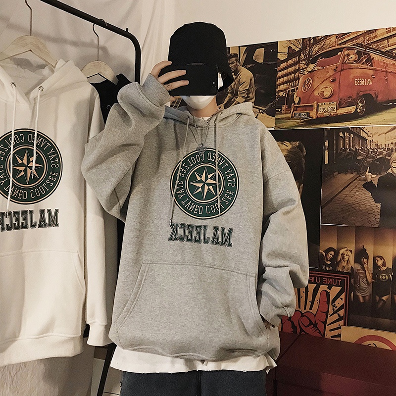 Áo Hoodie Dáng Rộng Phong Cách Hồng Kông Cá Tính Cho Nam