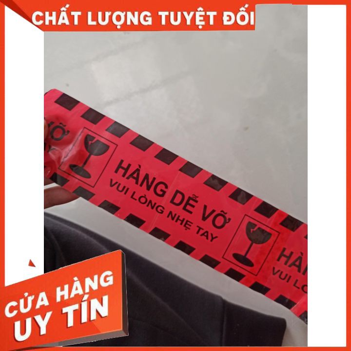 Băng dính in cảnh báo &quot;Hàng dễ vỡ&quot;-Cuộn 100ya lõi mỏng,đủ màu