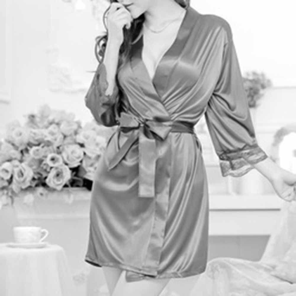 Đồ ngủ Vải Satin Phối Ren Quyến Rũ Dành Cho Nữ
