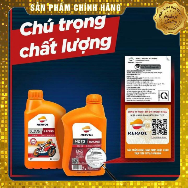 Nhớt xe số tay côn Repsol moto Racing 10W40 4T Fully Synthetic