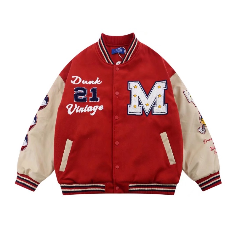 Áo khoác bóng chày thêu họa tiết chữ cái phong cách Hàn Quốc năng động