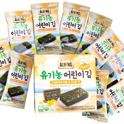 Rong biển tách muối hữu cơ ALVINS Hàn Quốc cho bé ăn dặm, ăn liền, cuộn cơm, rắc cơm