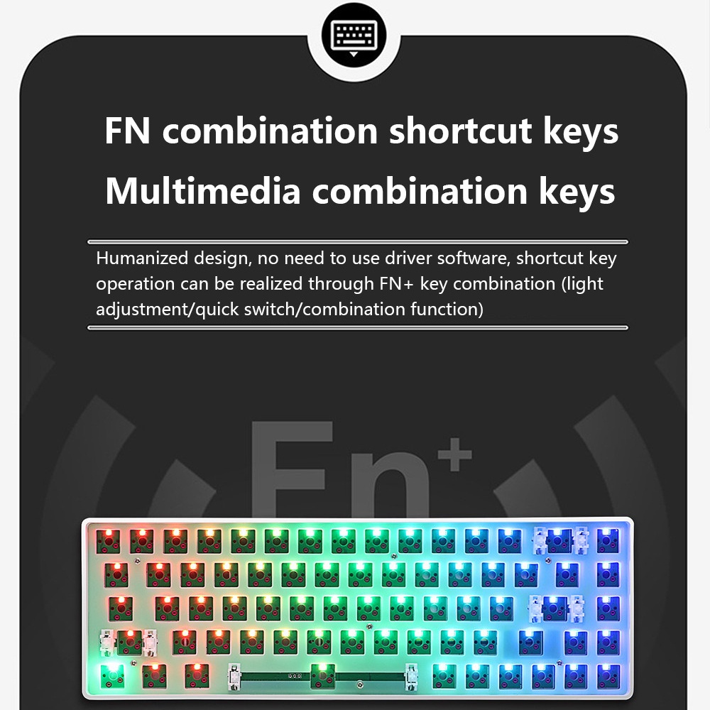 Bàn Phím Cơ Không Dây Bluetooth 68 Nút Bấm RGB Macro Trong Suốt Tùy Chỉnh Tiện Dụng