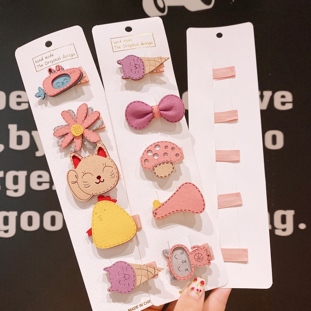 Bộ Kẹp Tóc Nhỏ Họa Tiết Trái Cây / Động Vật Phong Cách Hàn Quốc Dễ Thương Cho Bé Gái