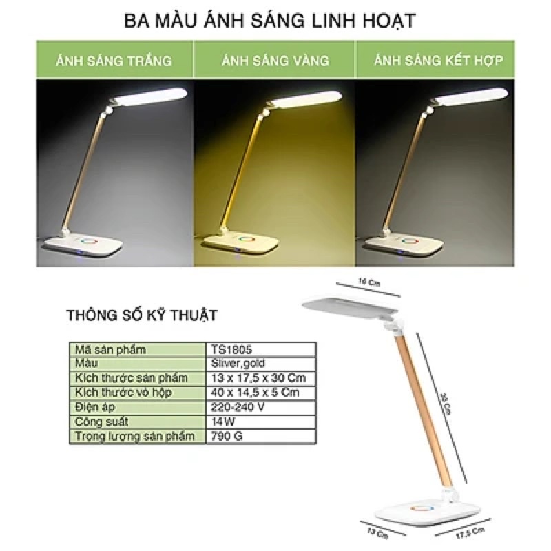 Đèn Bàn LED Chống Cận Tiross TS1805 - 14w