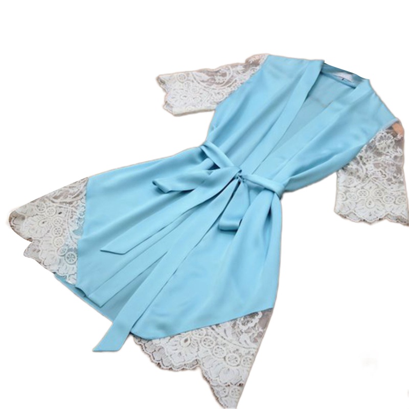 Xiangbao Đầm Ngủ Lụa Satin Tay Ngắn Phối Ren Hoa Gợi Cảm Cho Nữ
