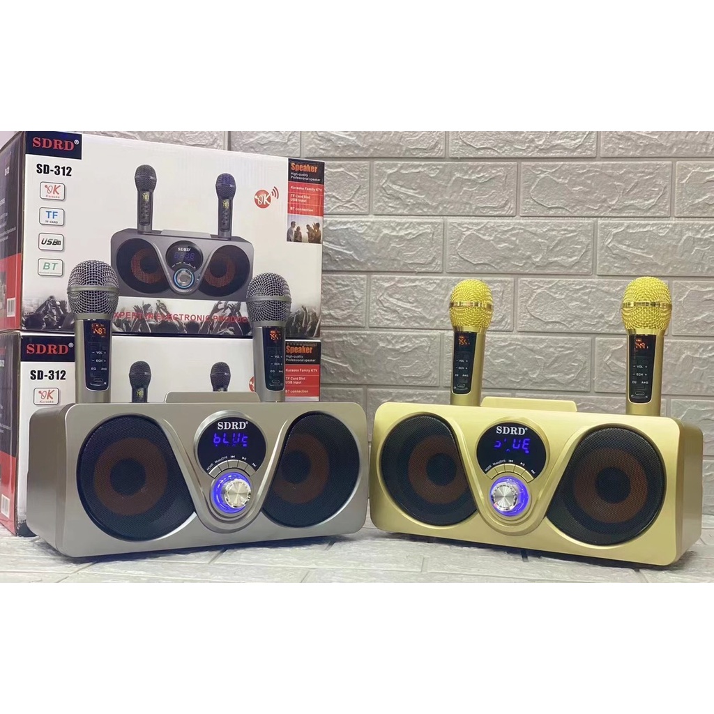 Loa Karaoke Bluetooth Mắt Cú Sd-312 Mới Nhất Cực Hay Kèm 2 Micro Không Dây Có Màn Hình LCD -SGT-