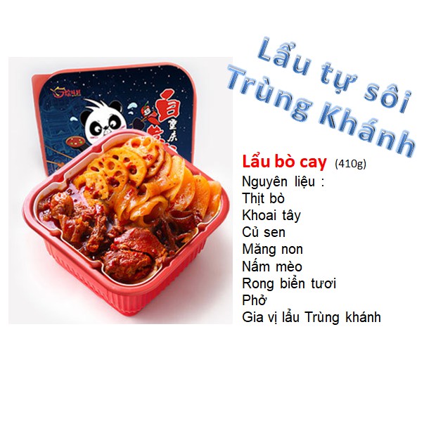 Lẩu tự sôi ( lẩu ăn liền ) Bò tê cay