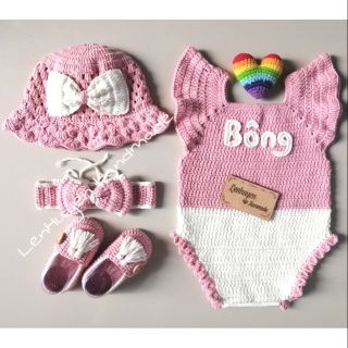 Nguyên set Body kèm nón giày và băng đô len handmade dễ thương