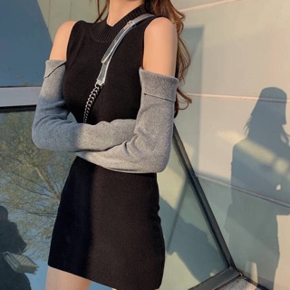 Váy len body trễ vai