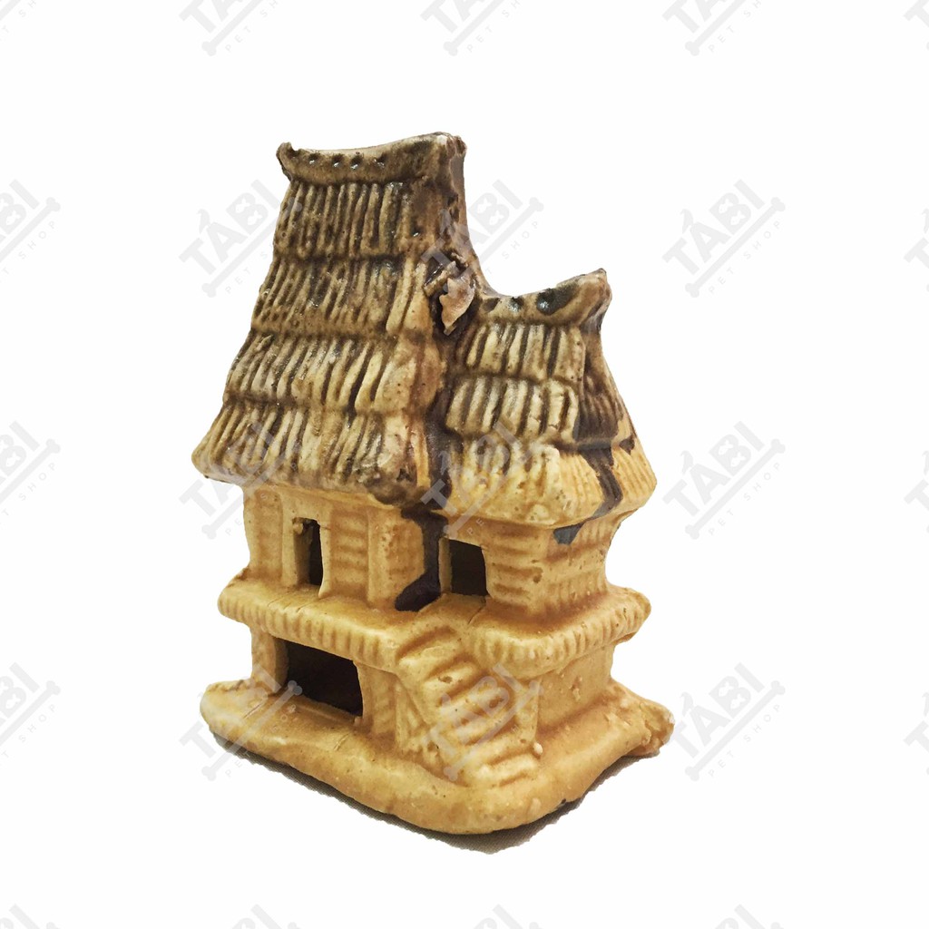 [NHẬN QUÀ KHI MUA ĐƠN 39K] [Tiểu Cảnh] Nhà Lá 2 Mái Nhỏ Size 5x3x9 Dùng Trang Trí Hồ Cá