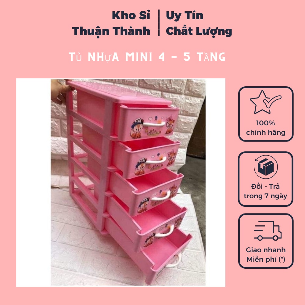 Tủ nhựa mini nhiều ngăn hoa văn nhiều hình cute tiện lợi 4 tầng-5 tầng (khosithuanthanh)