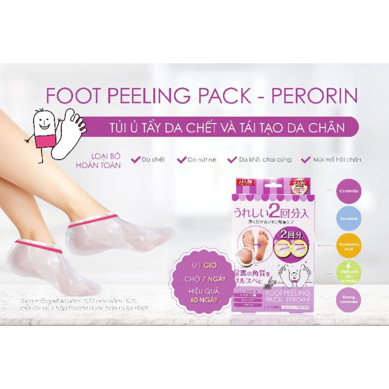 Túi ủ chân tẩy da chết PERORIN loại bỏ chai sần, chai cứng hiệu quả sau 7 ngày