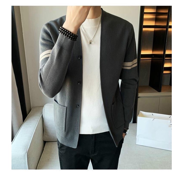 Áo Khoác Cardigan Dệt Kim Dáng Ôm Phong Cách Hàn Quốc Thời Trang Mùa Thu 2022 Mới Cho Nam
