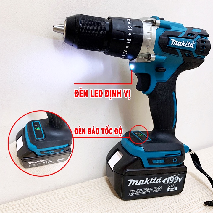 Máy khoan pin MAKITA 199V - 3 chức năng - Khoan tường,gỗ, sắt, kim loại, vít