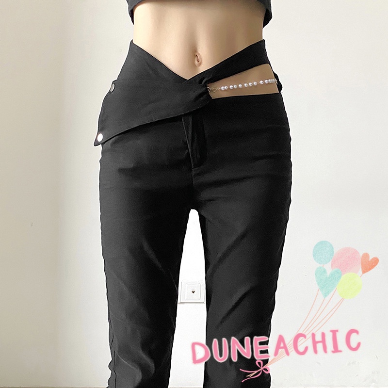 DUNEA Quần Dài Ống Rộng Thời Trang Đường Phố Cá Tính Cho Nữ