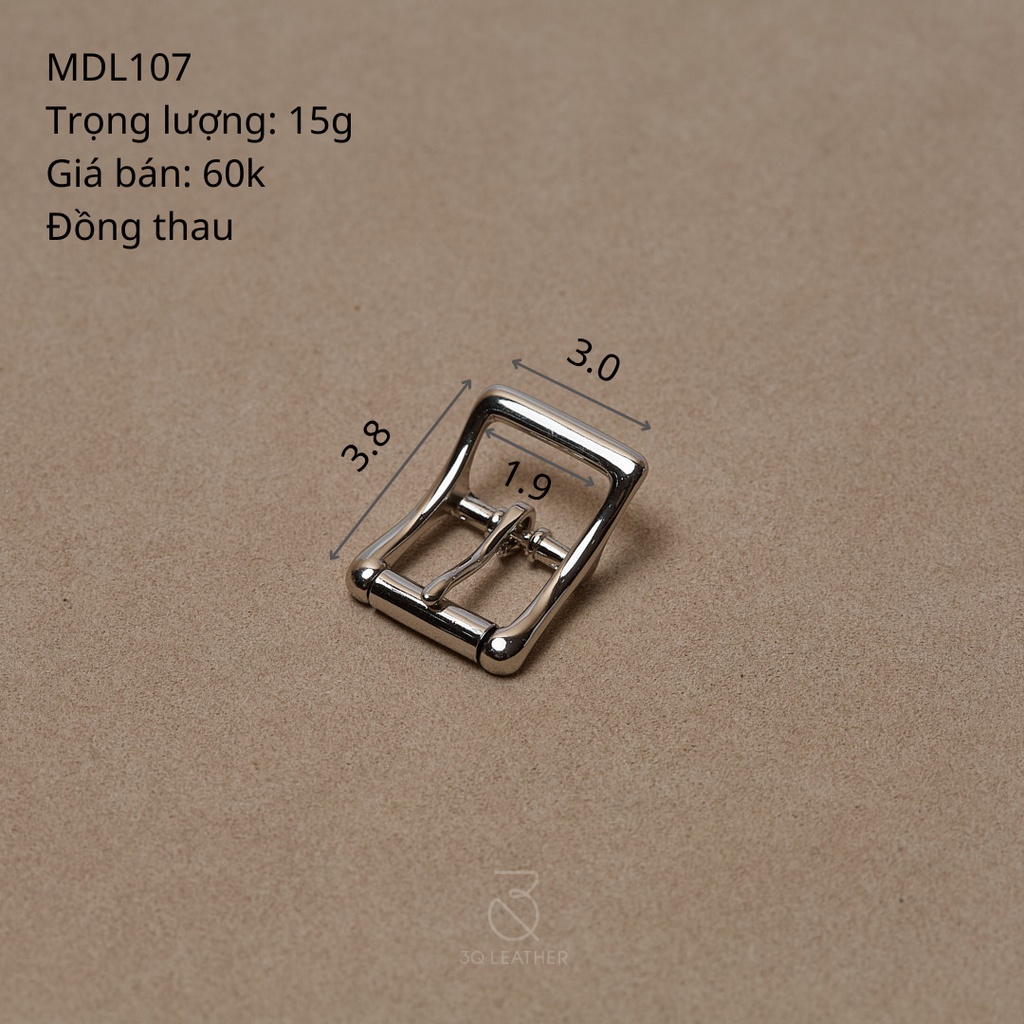 Mặt dây lưng Nam Nữ màu Bạc, mã MDL107, size 19mm, chất liệu đồng thau, mặt thắt lưng nam