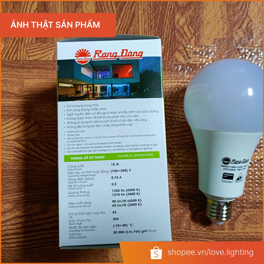 Bóng LED tròn công suất 3w-5w-7w-9w-12w -15w  Trắng/Vàng - Bảo hành 2 năm