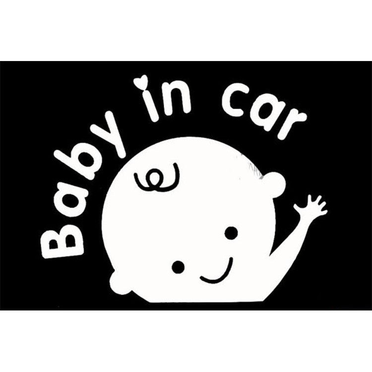 Tem dán chữ Baby In Car sau đuôi xe và 2 bên hông xe hiệu Tmall Vn