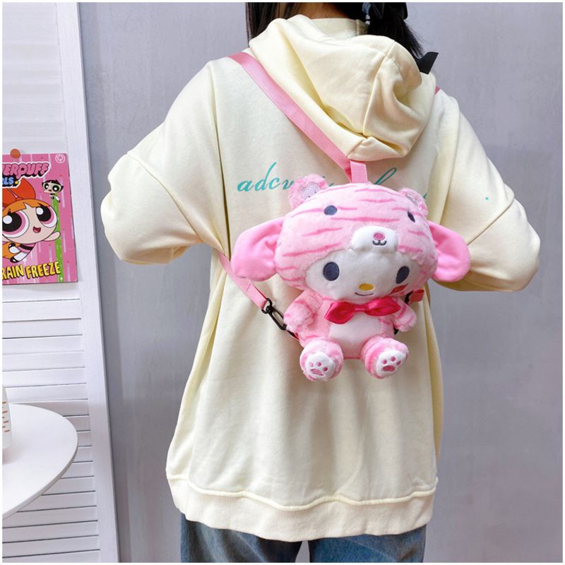 SANRIO Ba Lô Lông Xù Hình Chú Hổ / Hello Kitty Đáng Yêu Dành Cho Bé Gái