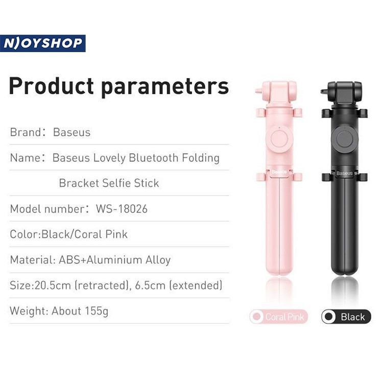 [BH 6 THÁNG] GẬY TRIPOD 3 CHÂN BASEUS LOVELY KẾT NỐI BLUETOOTH CAO 72CM CHỐNG RUNG LẮC SELFIE TIK TOK LIVESTREAM XIAOMI