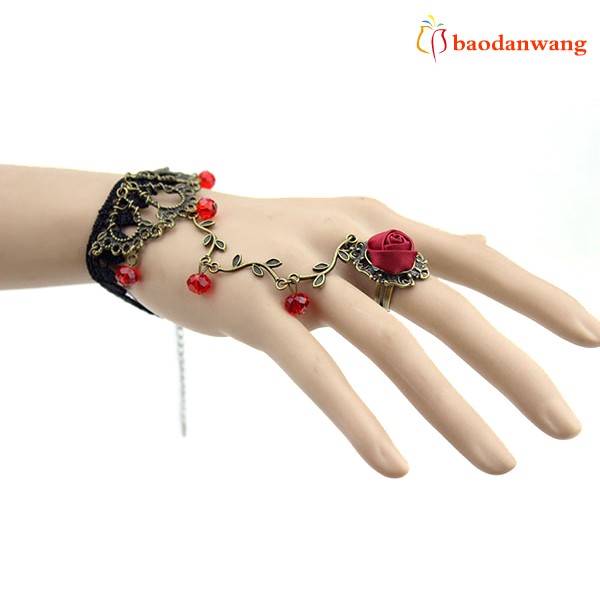 Vòng đeo tay ren hoa đính đá phong cách cổ điển thanh lịch dành cho nữ