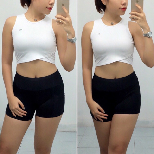 Áo croptop vạt chéo Gymme