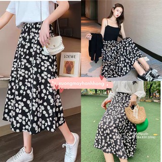 Chân váy hoa cúc Ulzzang trẻ trung - Chân váy hoa nhí dáng dài