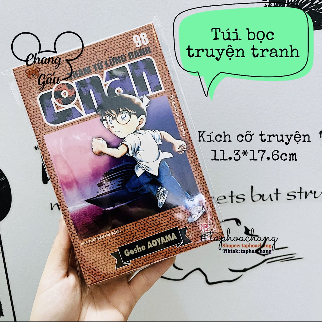 Túi dán bọc truyện tranh manga size 11,3 17,6cm bảo quản chống bụi