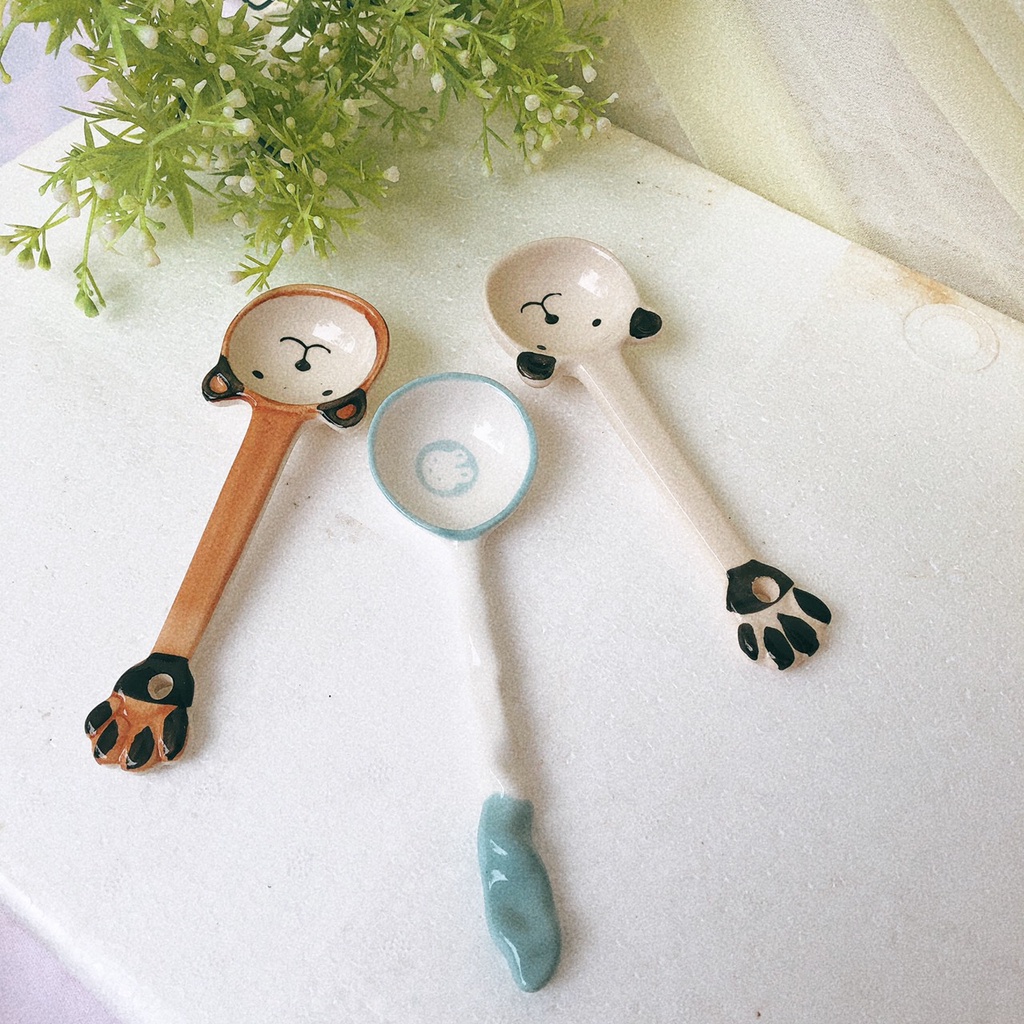 Thìa sứ ăn cơm cho bé ,😘 gốm sứ decor dễ thương, muỗng ăn dặm cho bé siêu đáng yêu.💚🧡