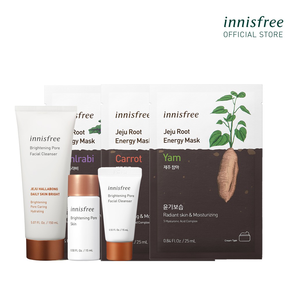 [Mã FMCGMALL giảm 8% đơn 250K] Bộ sản phẩm chăm sóc dưỡng sáng thu nhỏ lỗ chân lông innisfree Brightening Pore Set