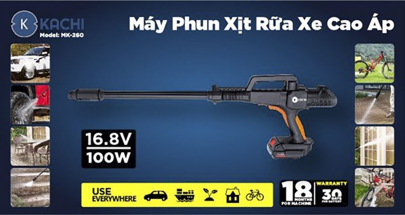 [Mã BMBAU300 giảm 10% đơn 499K] Máy Xịt Rửa Xe Di Động Không Dây Dùng Pin