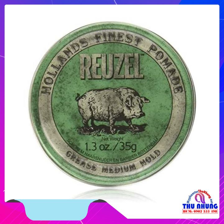 Sáp tạo kiểu tóc Reuzel Green Grease Medium Hold giữ nếp trung bình độ bóng vừa 35g (USA)