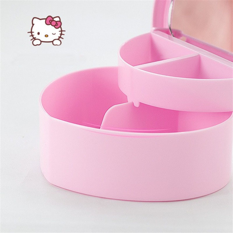 Hộp đựng trang sức mini PINK039 [FREESHIP] Pink Xinh Decor kẹp tóc cho bé Hello Kitty 2 tầng đáng yêu