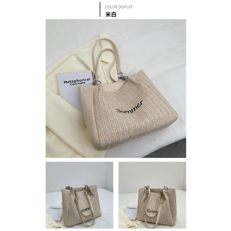 Túi tote Đan Rơm Đeo Vai Sức Chứa Lớn 2022 Thời Trang Mùa Hè Cho Nữ