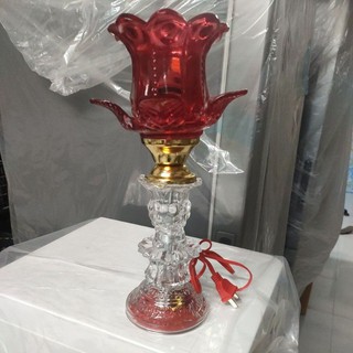 Đèn thờ thủy tinh 1 bông 30 cm sáng đế và bông