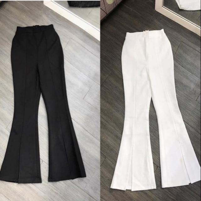 Quần ống loe xẻ tà giữa