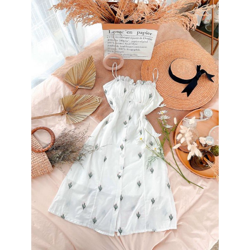 ❤Đầm dây thêu xương rồng