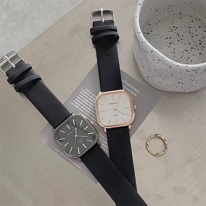 Đồng Hồ Đeo Tay Mặt Vuông Phong Cách Hàn Quốc Thời Trang Cho Nam Và Nữ