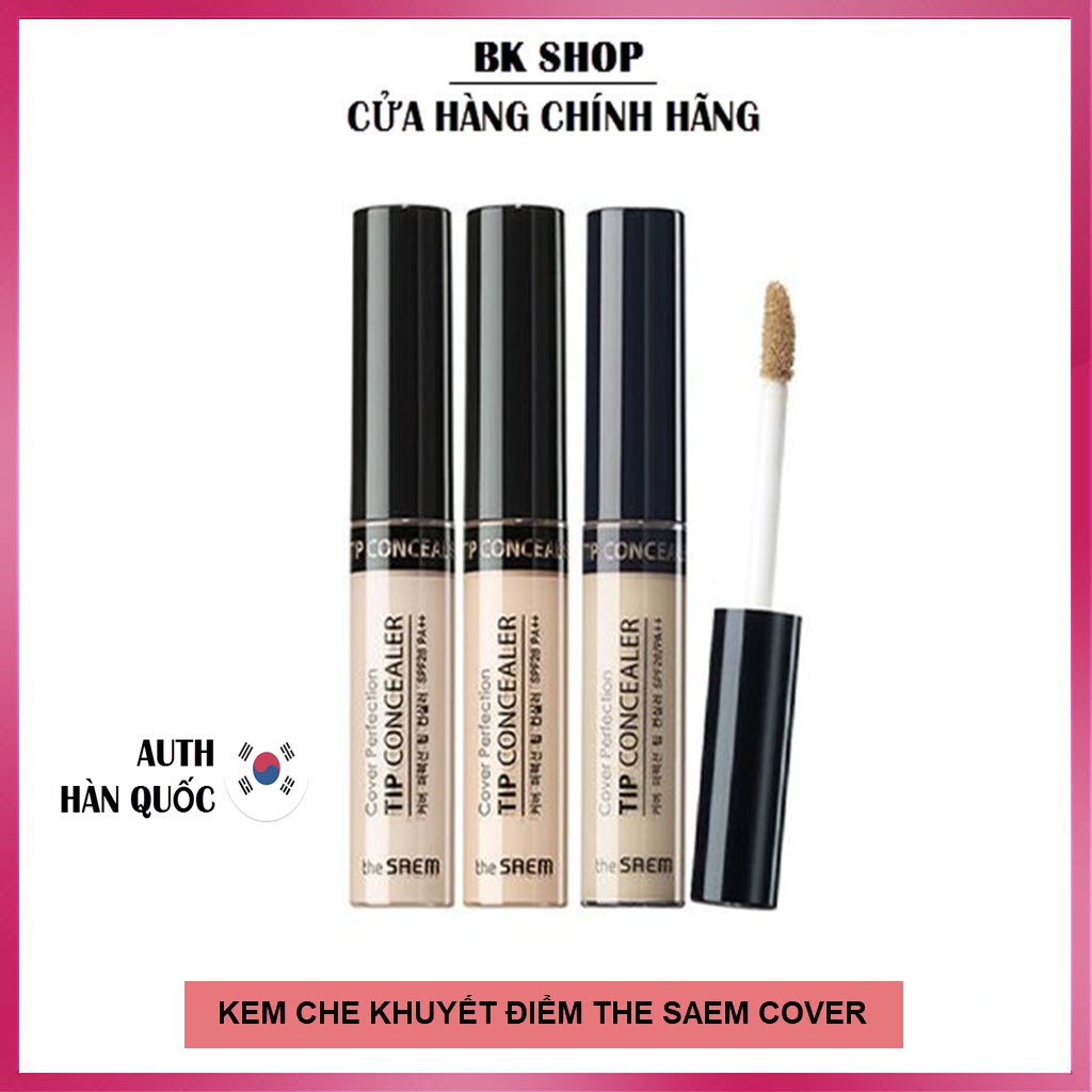 [Date-2024] Kem che khuyết điểm có chống nắng Hàn Quốc The Saem Cover Perfection Tip Concealer SPF28 PA++ 6.5g