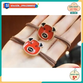 Sỉ 10 buộc tóc hình charm mặt lợn vàng 37k