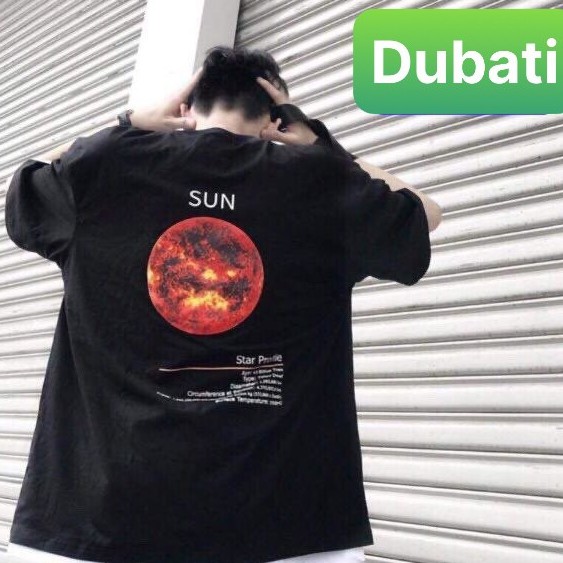 ÁO THUN PHONG CÁCH UNISEX NAM NỮ TAY LỠ FROM RỘNG ĐEN SAO HỎA - DUBATI FASHION