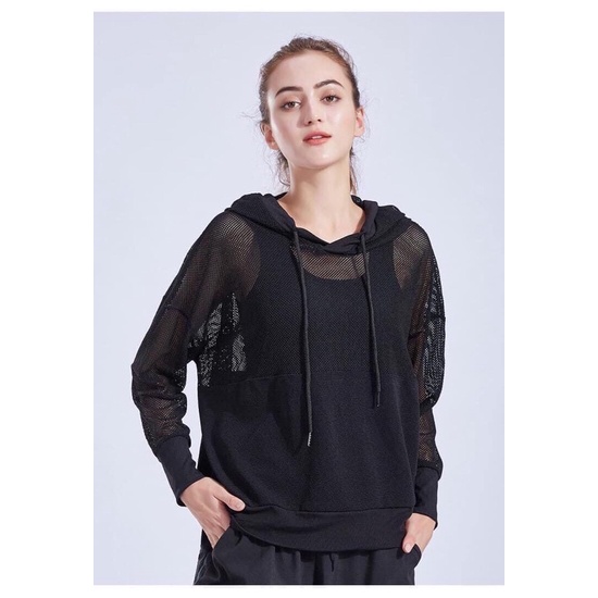 Áo khoác lưới có nón form che bụng