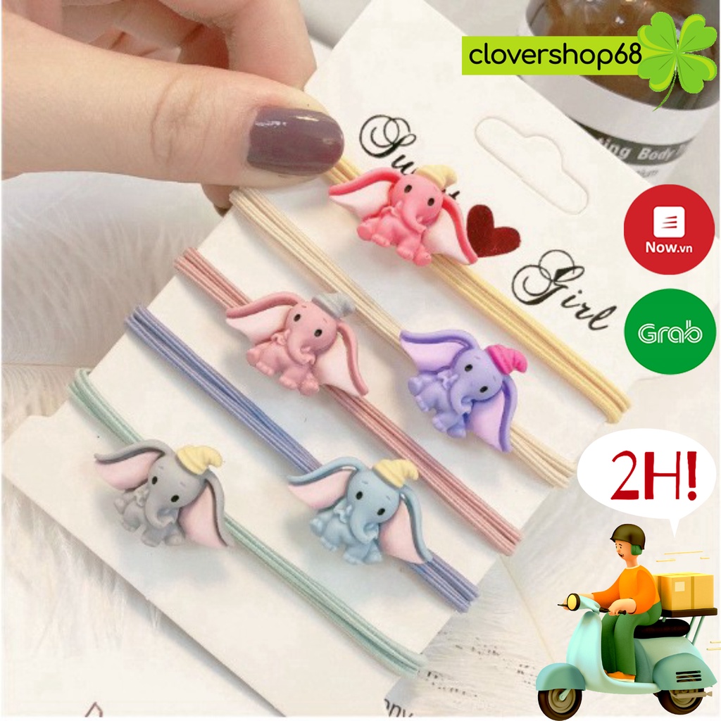 Chun buộc tóc, cột tóc, dây buộc tóc voi con Clovershop68