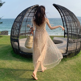 Đầm Maxi Chấm Bi Sắc Màu Tiểu Thư