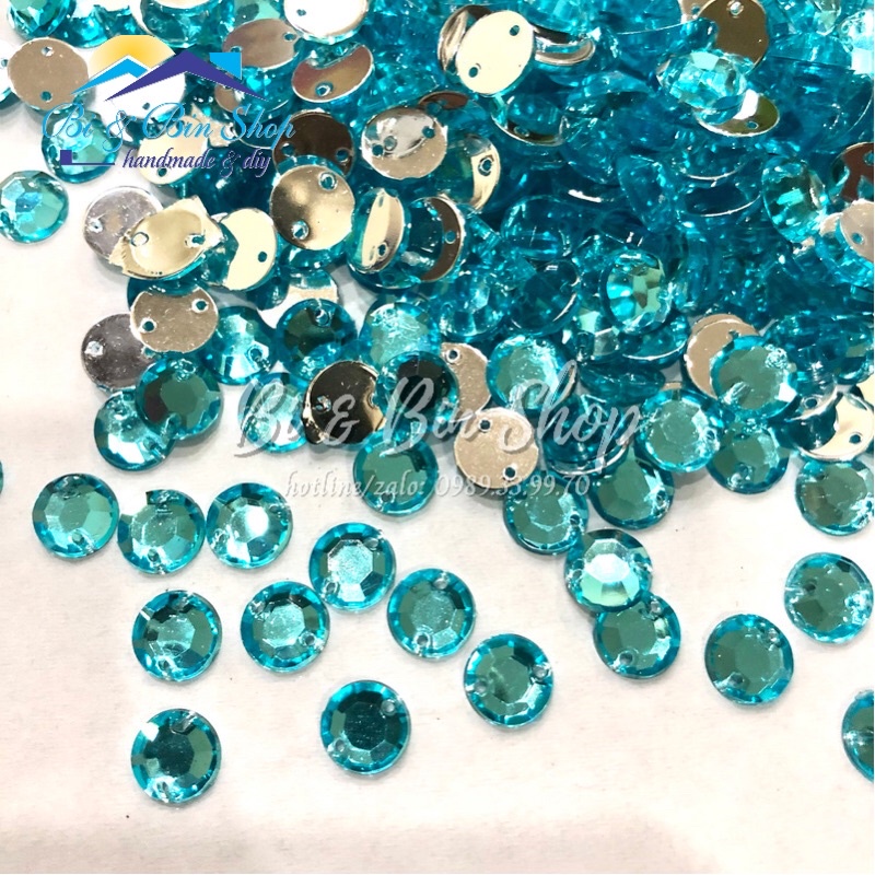 100 Viên Đá Kết Tròn 12mm Đính Kết Trang Phục Thời Trang
