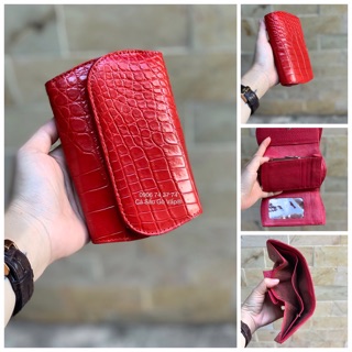 VÍ 3 GẤP MINI DA CACSAAUS THẬT SIZE14 - CÁ SẤU GÒ VẤP