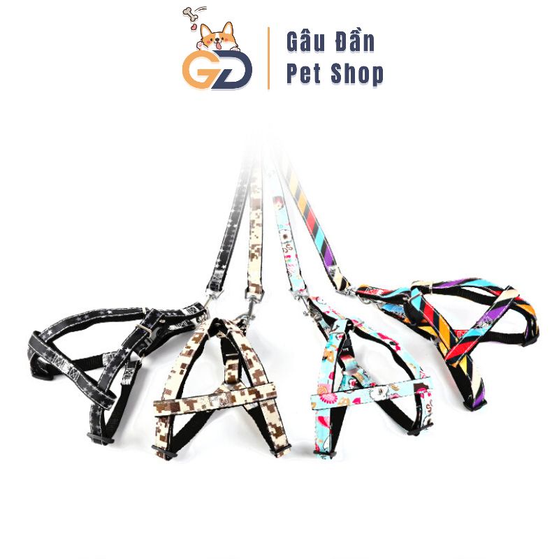 Dây Dắt Chó Mèo - Dây Dắt Demin Họa Tiết Cho Chó Mèo