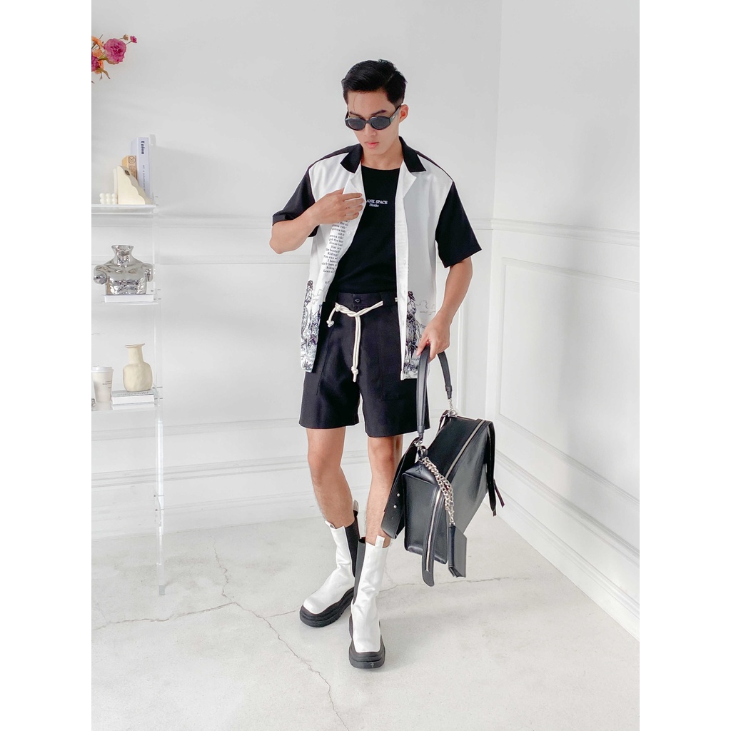 BLANKESPACE Quần Ngắn Elio Black Shorts Vải Cotton Sợi Chéo Thời Trang Nam Nữ Unisex