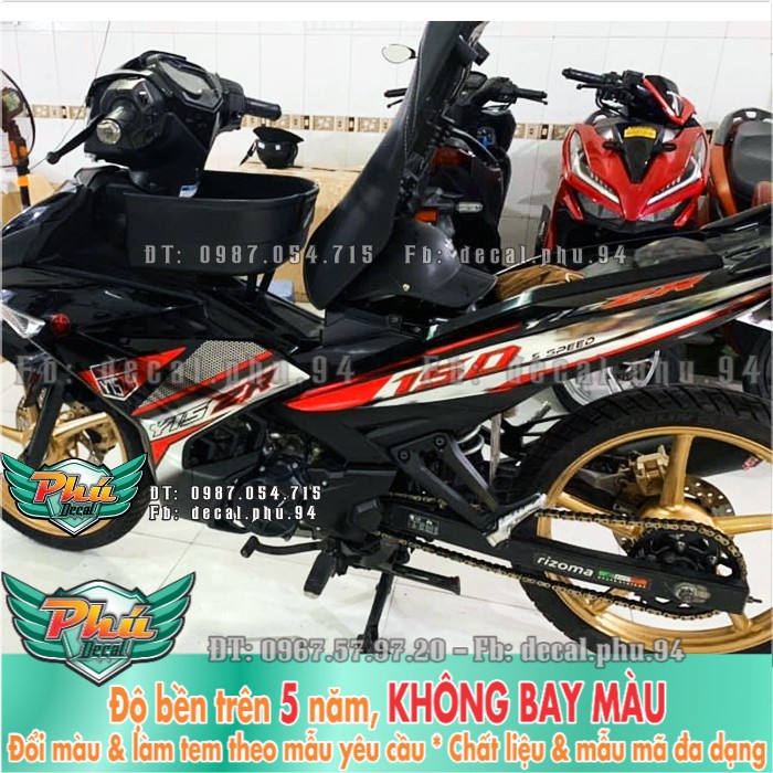 Tem rời Crom EX 150 Y15 ZR Xe đen đỏ 2 -1